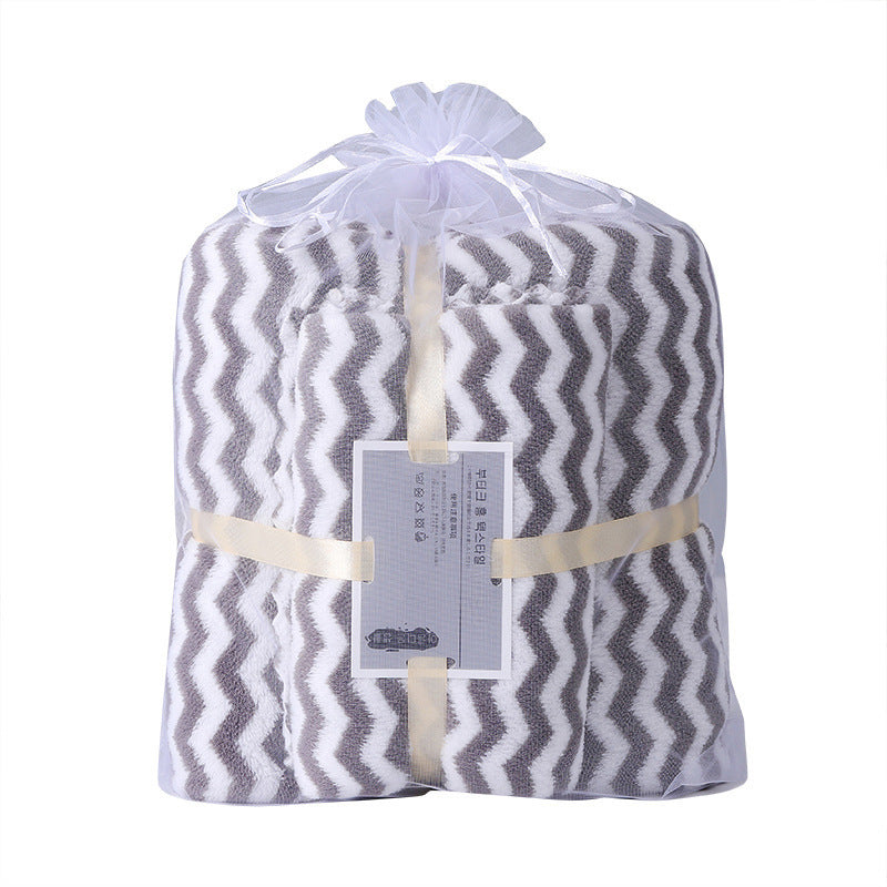 Water Ripple Coral Fleece Towels Child And Mother Suit Two-piece Set