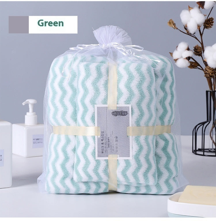 Water Ripple Coral Fleece Towels Child And Mother Suit Two-piece Set